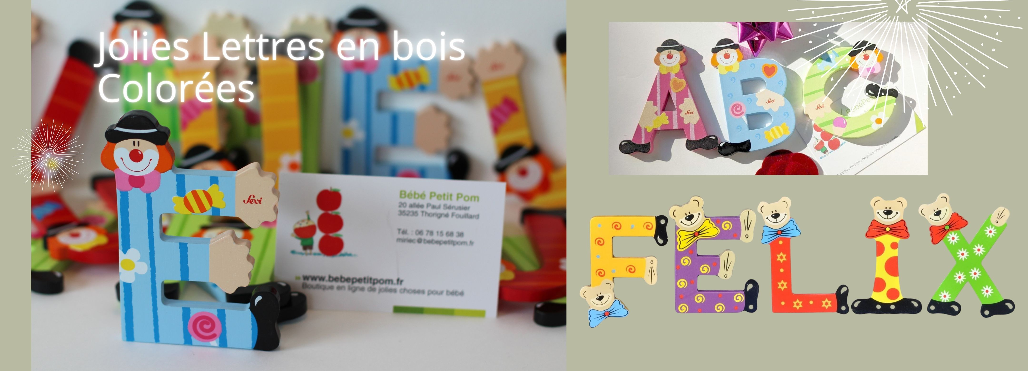 Jolies lettres en bois colorées